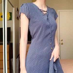 {Octavia} Lace Up High-low Patterned Dress